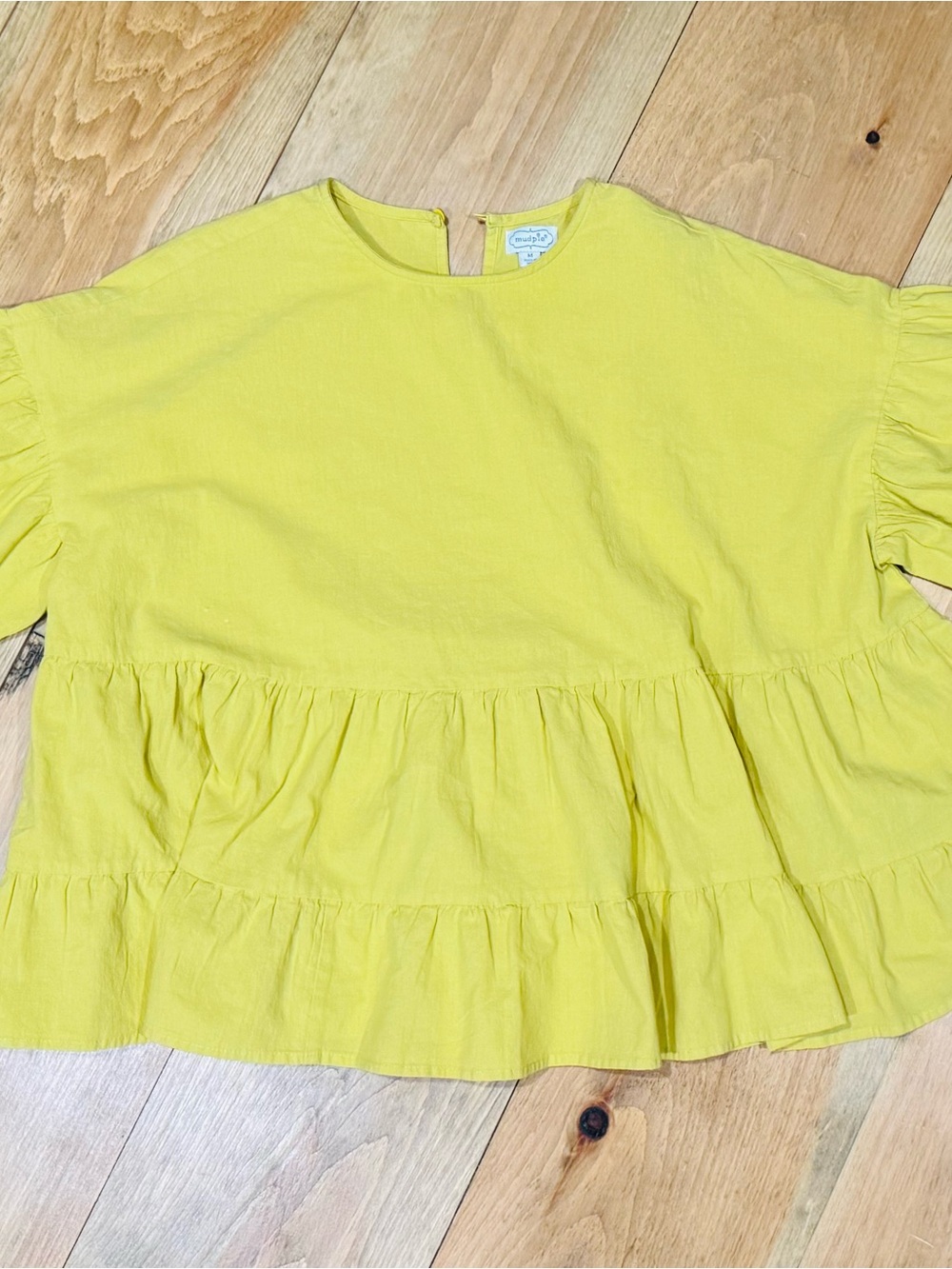 Mud Pie Bright Yellow Tiered Ruffle Blouse